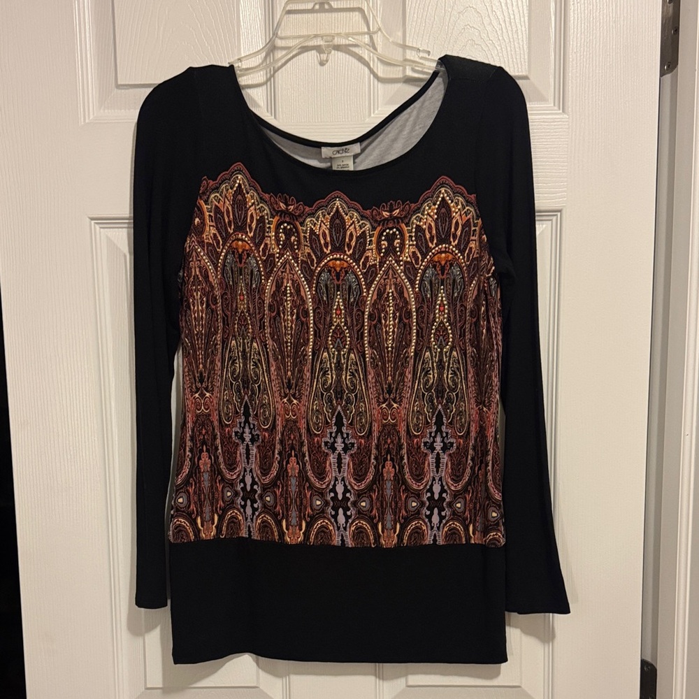 Cache Black and Gold Paisley Blouse